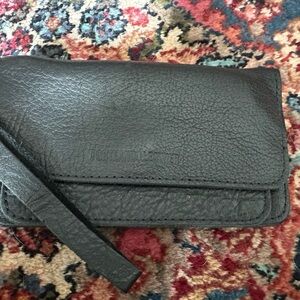 Portland Leather Black Leather Clutch Wristlet